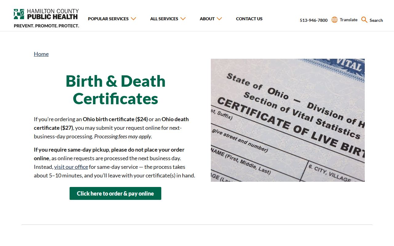 Green Township residents directory Hamilton County birth and death certificate information