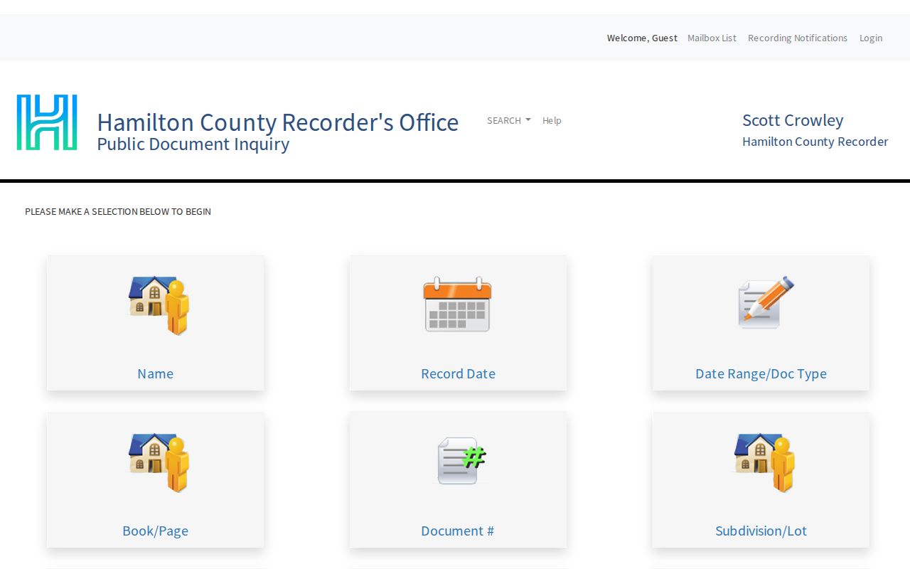 Green Township residents directory Hamilton County Recorder Acclaim index