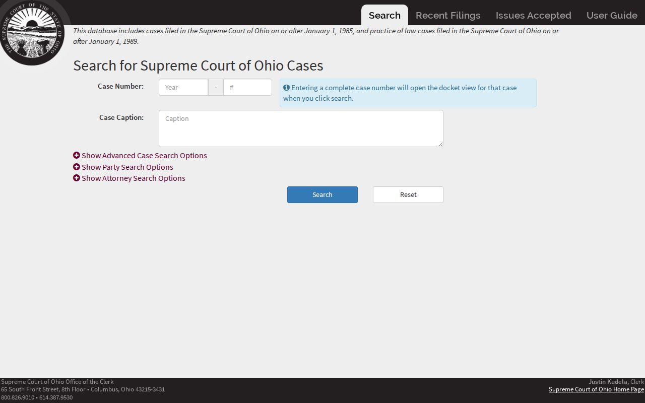 Green Township resident lookup reference for the Ohio Supreme Court case search