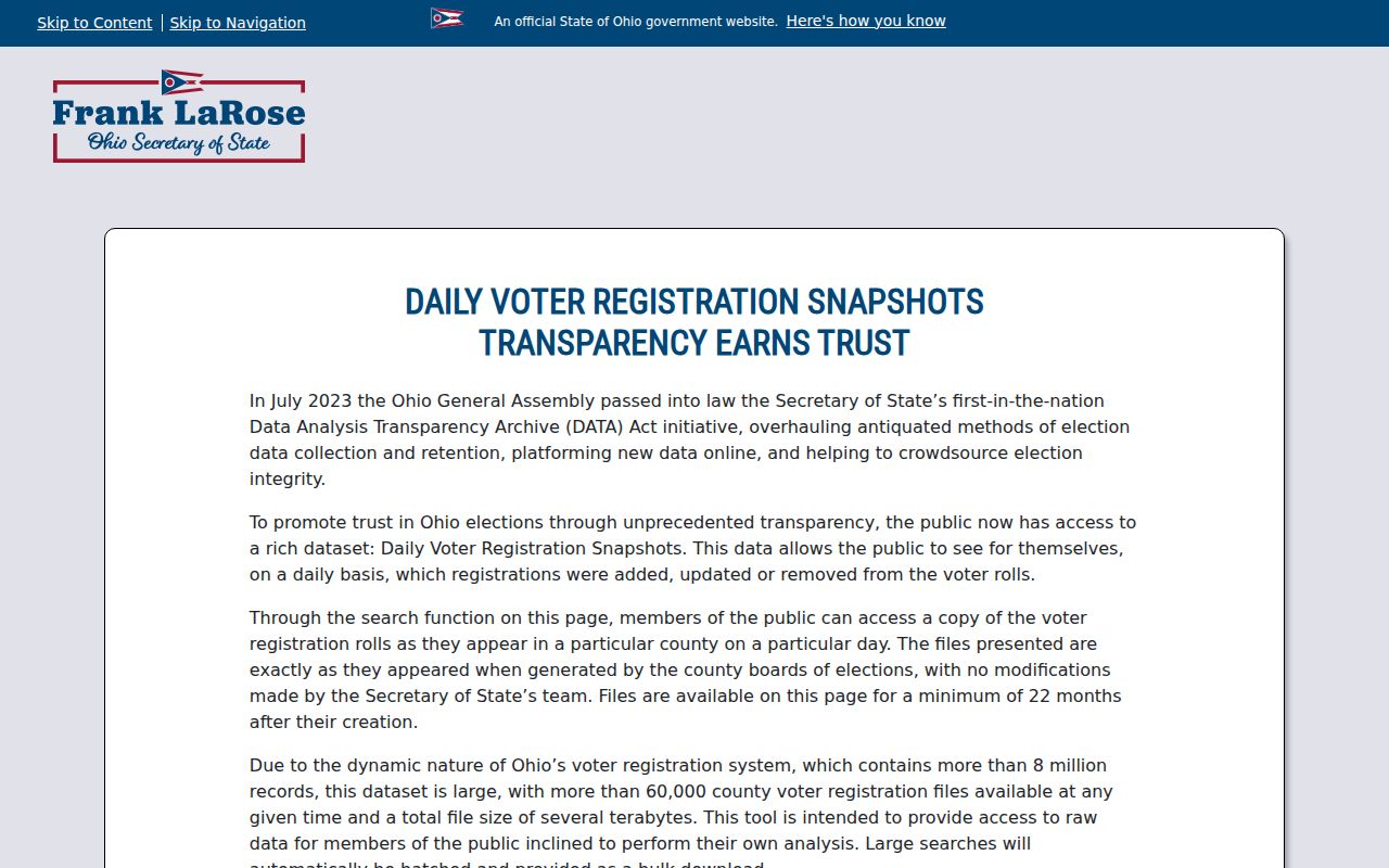 Green Township ZIP code directory reference for the Ohio voter data portal